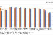 丰田汽车公司在零存货模式下的作用_丰田汽车公司在零存货模式下的作用有哪些