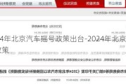 2024年北京汽车摇号政策出台-2024年北京汽车摇号政策