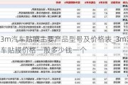 3m汽车贴膜主要产品型号及价格表_3m汽车贴膜价格一般多少钱一个