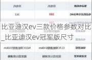 比亚迪汉ev三款价格参数对比_比亚迪汉ev冠军版尺寸