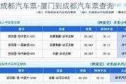 厦门到成都汽车票-厦门到成都汽车票查询