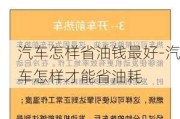 汽车怎样省油钱最好-汽车怎样才能省油耗