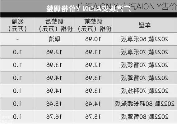 广汽AION Y,广汽AION Y售价