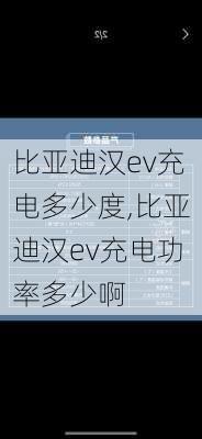 比亚迪汉ev充电多少度,比亚迪汉ev充电功率多少啊