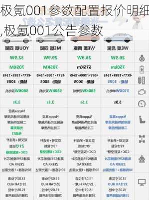 极氪001参数配置报价明细,极氪001公告参数