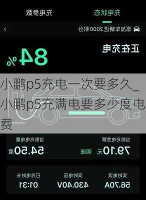 小鹏p5充电一次要多久_小鹏p5充满电要多少度电费