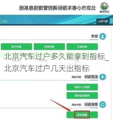 北京汽车过户多久能拿到指标_北京汽车过户几天出指标