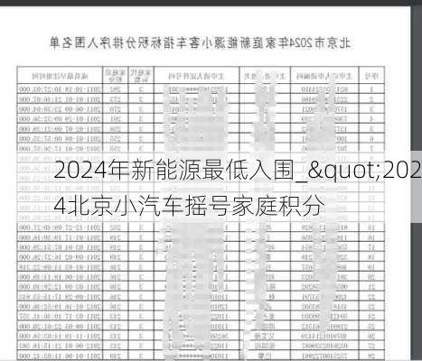 2024年新能源最低入围_