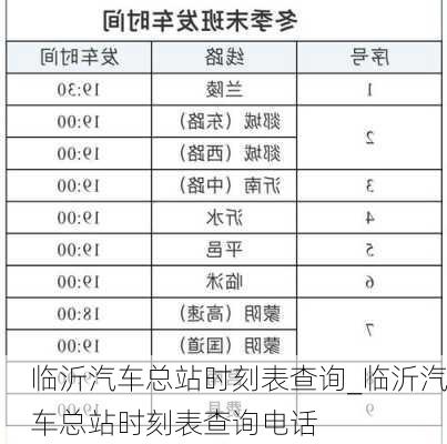 临沂汽车总站时刻表查询_临沂汽车总站时刻表查询电话