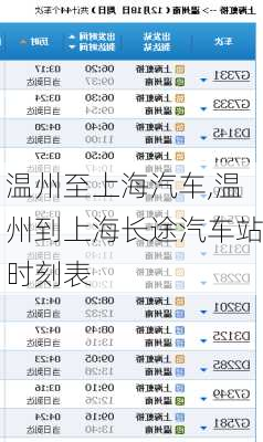 温州至上海汽车,温州到上海长途汽车站时刻表