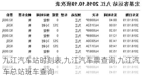 九江汽车站时刻表,九江汽车票查询,九江汽车总站班车查询