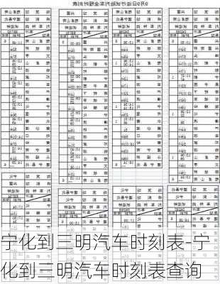 宁化到三明汽车时刻表-宁化到三明汽车时刻表查询