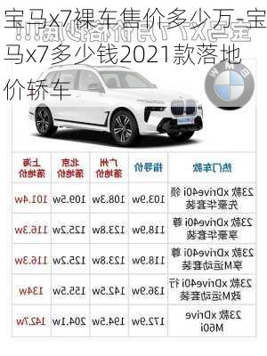 宝马x7裸车售价多少万-宝马x7多少钱2021款落地价轿车