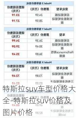 特斯拉suv车型价格大全-特斯拉suv价格及图片价格