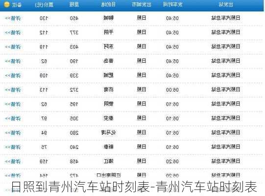 日照到青州汽车站时刻表-青州汽车站时刻表