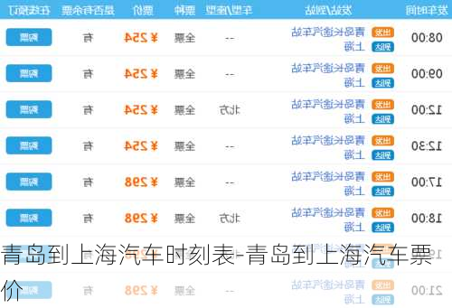 青岛到上海汽车时刻表-青岛到上海汽车票价