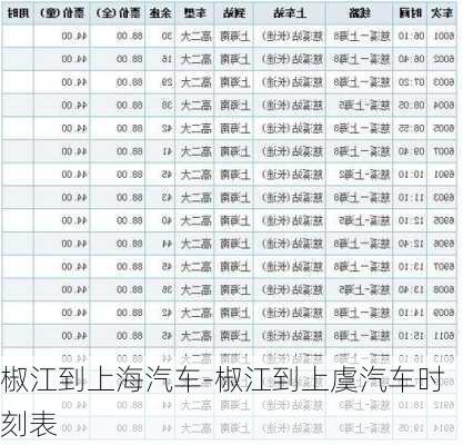 椒江到上海汽车-椒江到上虞汽车时刻表