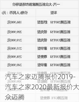 汽车之家迈腾报价2019-汽车之家2020最新报价大众迈腾