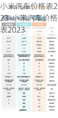 小米汽车价格表2023-小米汽车价格表2023