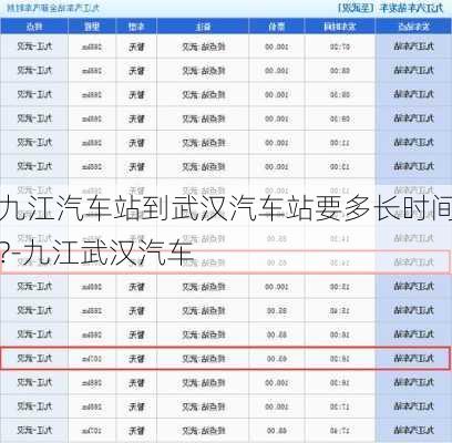 九江汽车站到武汉汽车站要多长时间?-九江武汉汽车