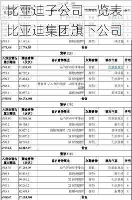 比亚迪子公司一览表-比亚迪集团旗下公司