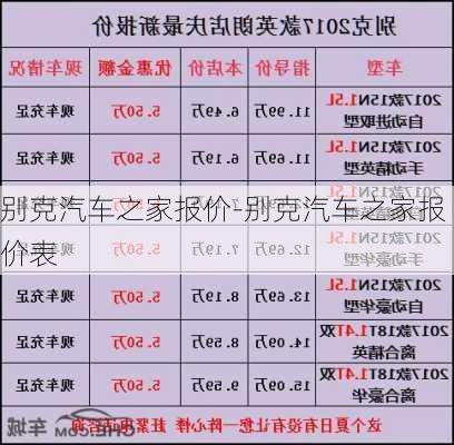 别克汽车之家报价-别克汽车之家报价表