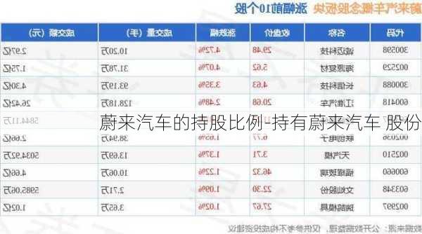 蔚来汽车的持股比例-持有蔚来汽车 股份