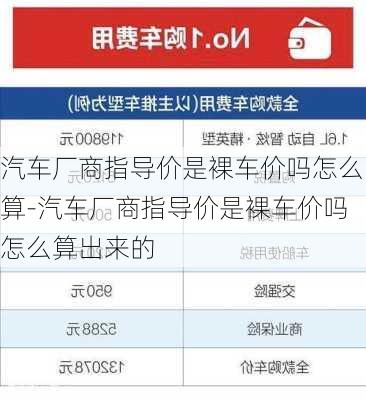汽车厂商指导价是裸车价吗怎么算-汽车厂商指导价是裸车价吗怎么算出来的