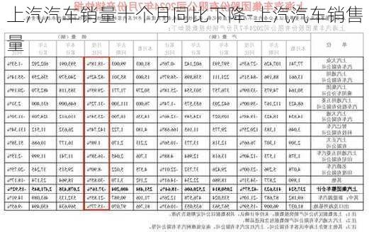 上汽汽车销量十个月同比下降-上汽汽车销售量