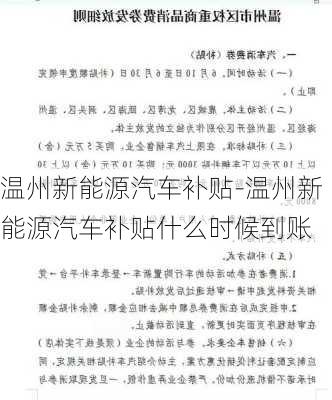 温州新能源汽车补贴-温州新能源汽车补贴什么时候到账