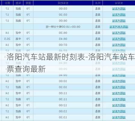 洛阳汽车站最新时刻表-洛阳汽车站车票查询最新