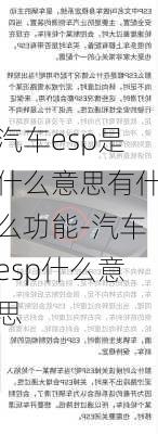 汽车esp是什么意思有什么功能-汽车esp什么意思