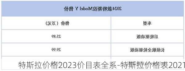 特斯拉价格2023价目表全系-特斯拉价格表2021