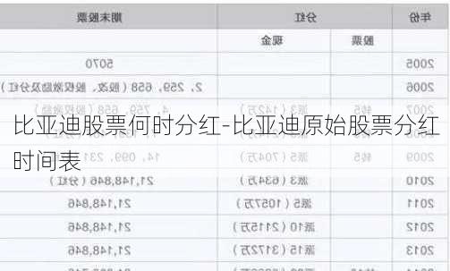 比亚迪股票何时分红-比亚迪原始股票分红时间表