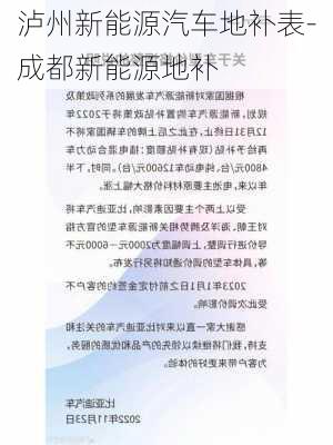 泸州新能源汽车地补表-成都新能源地补