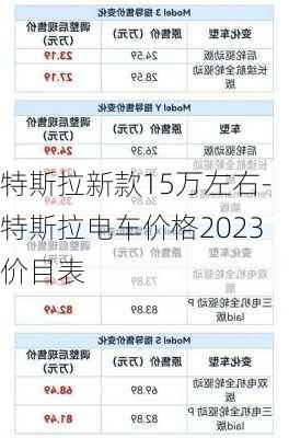 特斯拉新款15万左右-特斯拉电车价格2023价目表