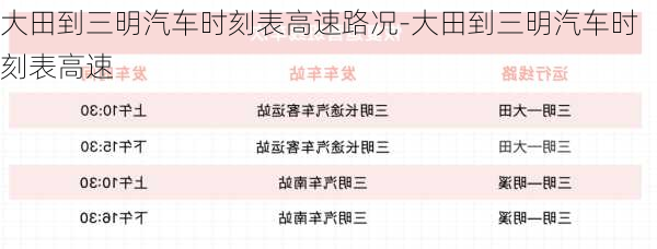 大田到三明汽车时刻表高速路况-大田到三明汽车时刻表高速