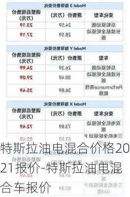 特斯拉油电混合价格2021报价-特斯拉油电混合车报价