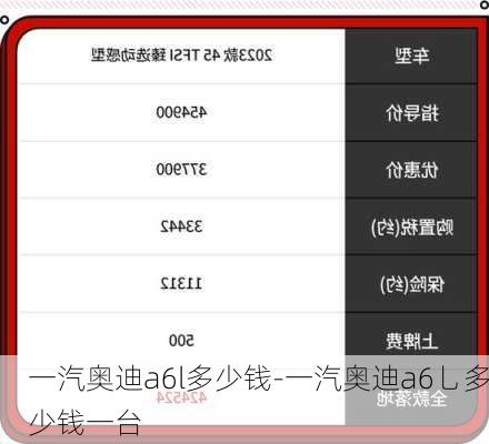 一汽奥迪a6l多少钱-一汽奥迪a6乚多少钱一台