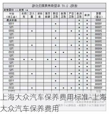 上海大众汽车保养费用标准-上海大众汽车保养费用