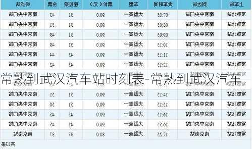 常熟到武汉汽车站时刻表-常熟到武汉汽车