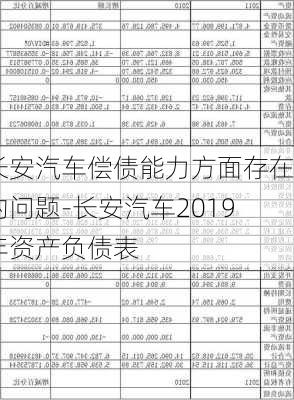 长安汽车偿债能力方面存在的问题-长安汽车2019年资产负债表