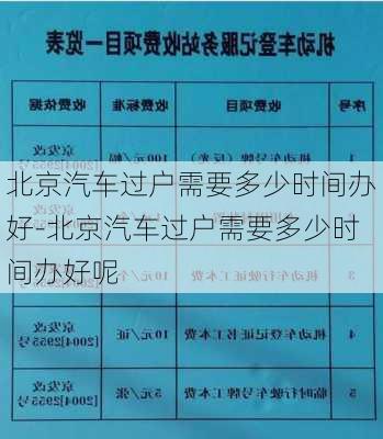 北京汽车过户需要多少时间办好-北京汽车过户需要多少时间办好呢