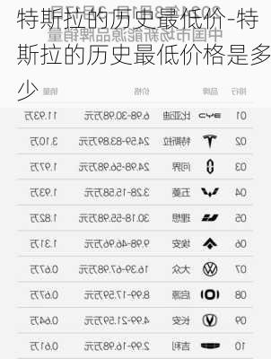 特斯拉的历史最低价-特斯拉的历史最低价格是多少